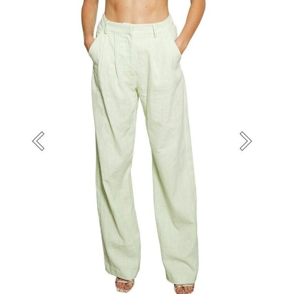 Bed and Bridge Harriet High Rise Pleated Pant Light Green New With Tags $220